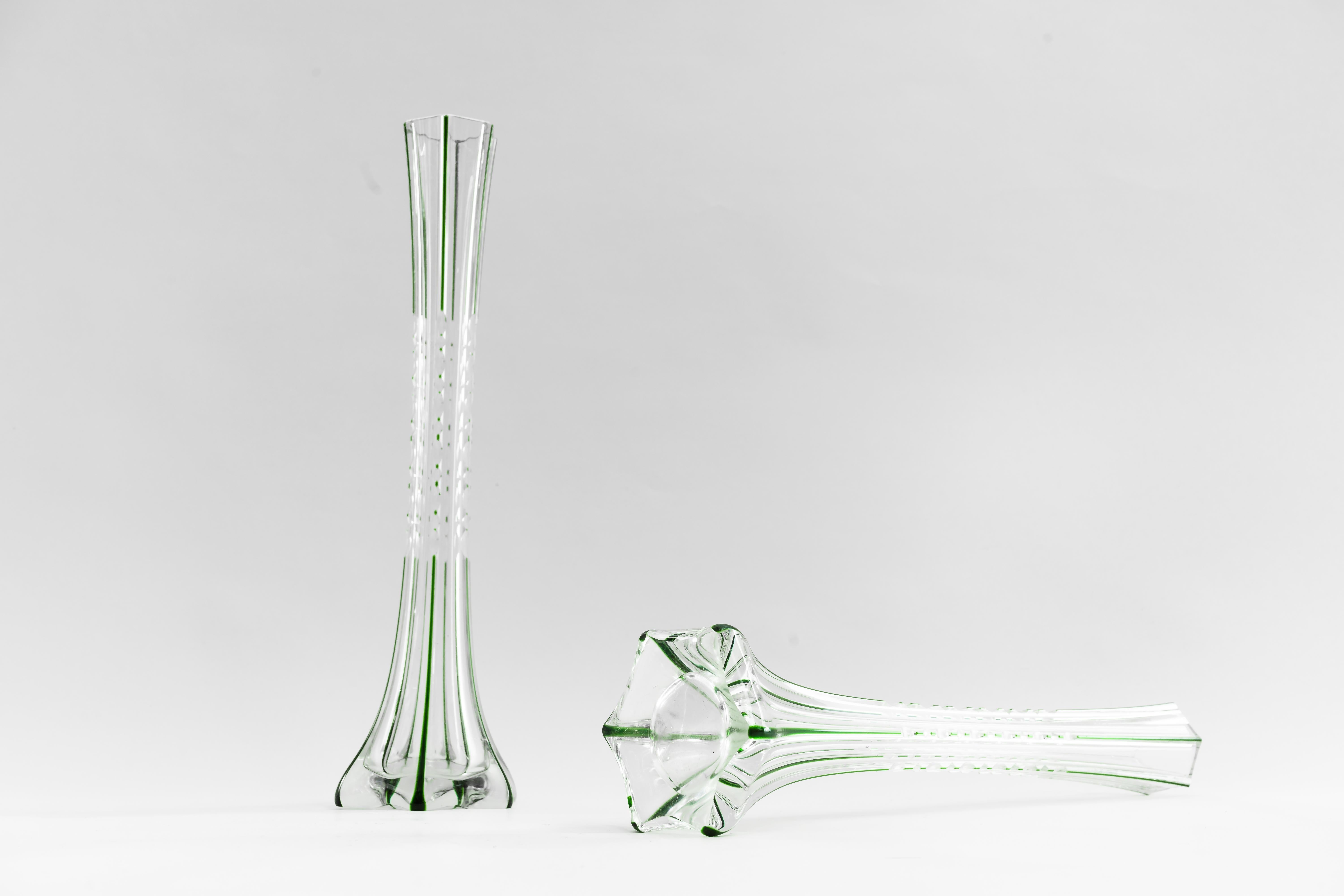Two Art Deco Glass Vases, Vienna, circa 1920s For Sale 3