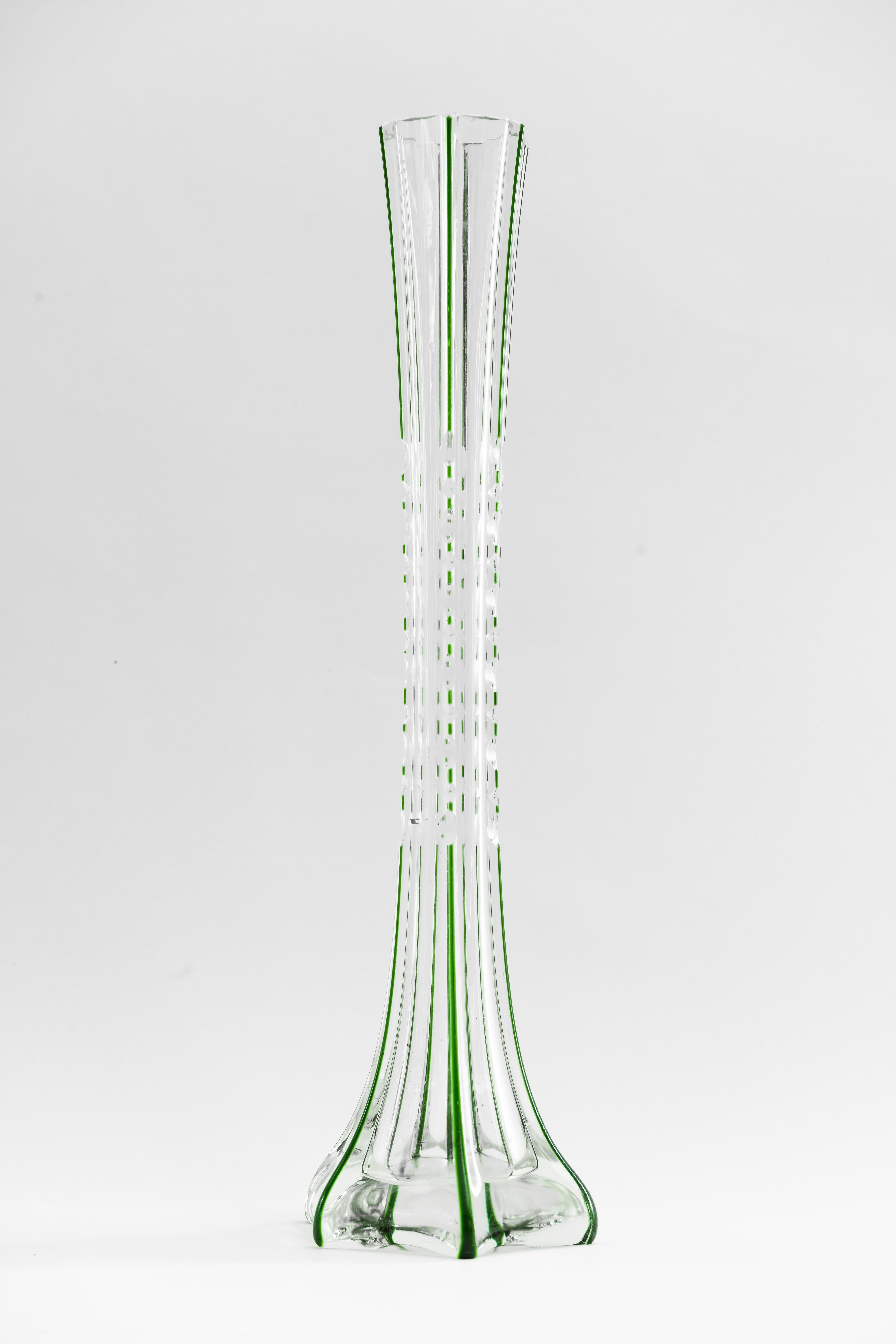 Early 20th Century Two Art Deco Glass Vases, Vienna, circa 1920s For Sale