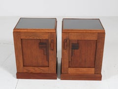 Two Art Deco Haagse School Nightstands or Bedside Tables, 1920s
