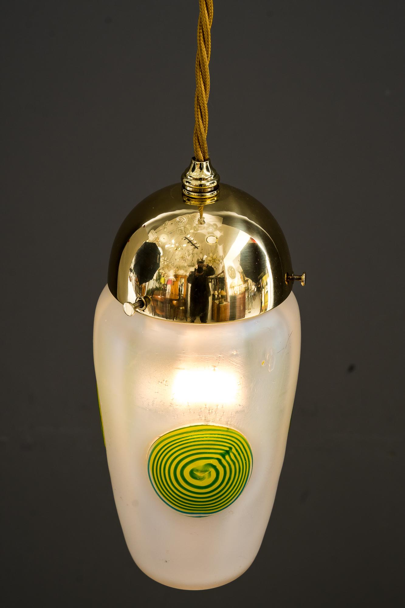 Due lampade a sospensione Art Déco con bicchieri originali, Vienna, 1920 circa in vendita 6