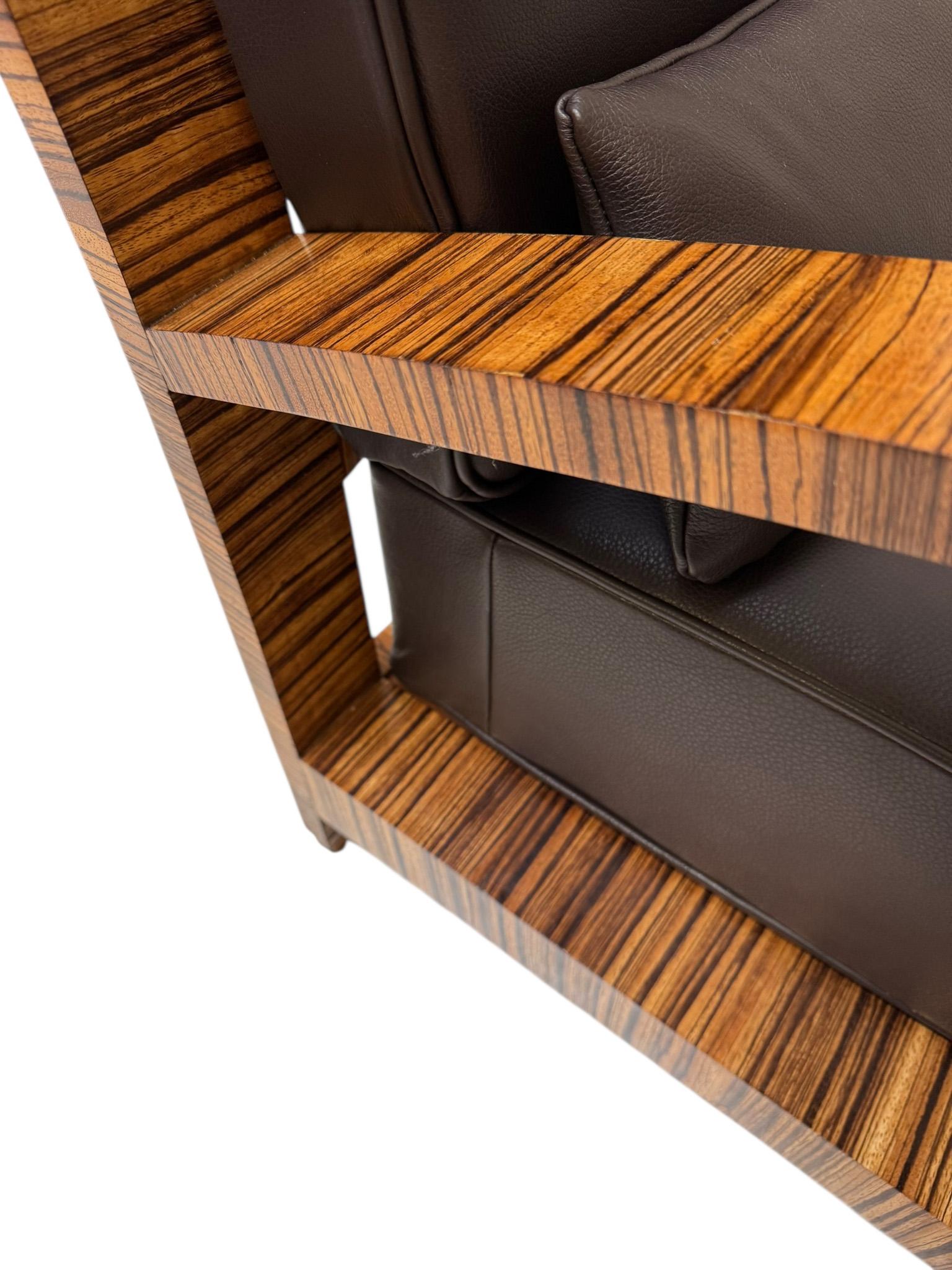 Two Art Deco Lounge Chairs with Leather Cushions France, 1930s en vente 6