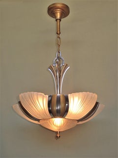 TWO Art Deco Mid Century 7 Bulb Restored Ceiling Fixture Priced each