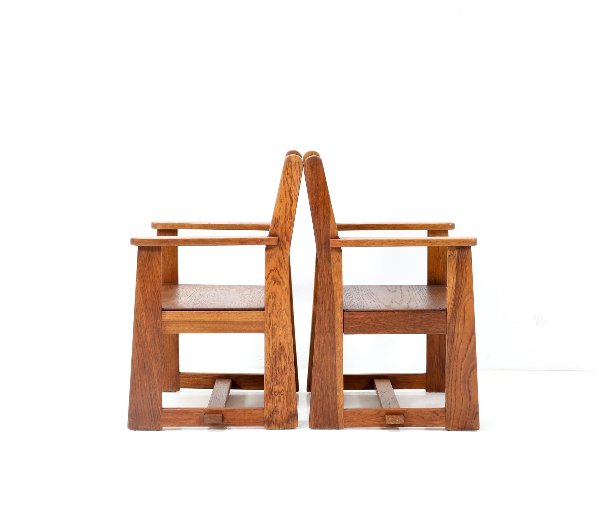 Early 20th Century Two Art Deco Modernist Children's Armchairs by Jan Wils for Eik en Linden, 1918 For Sale