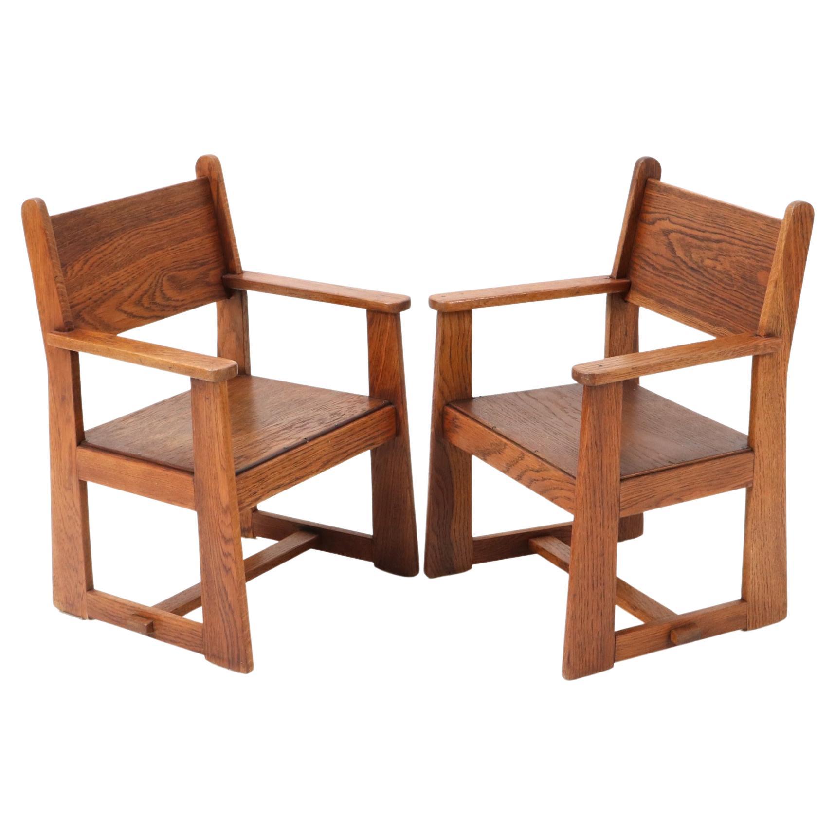 Dos sillones infantiles modernistas art déco de Jan Wils para Eik en Linden, 1918