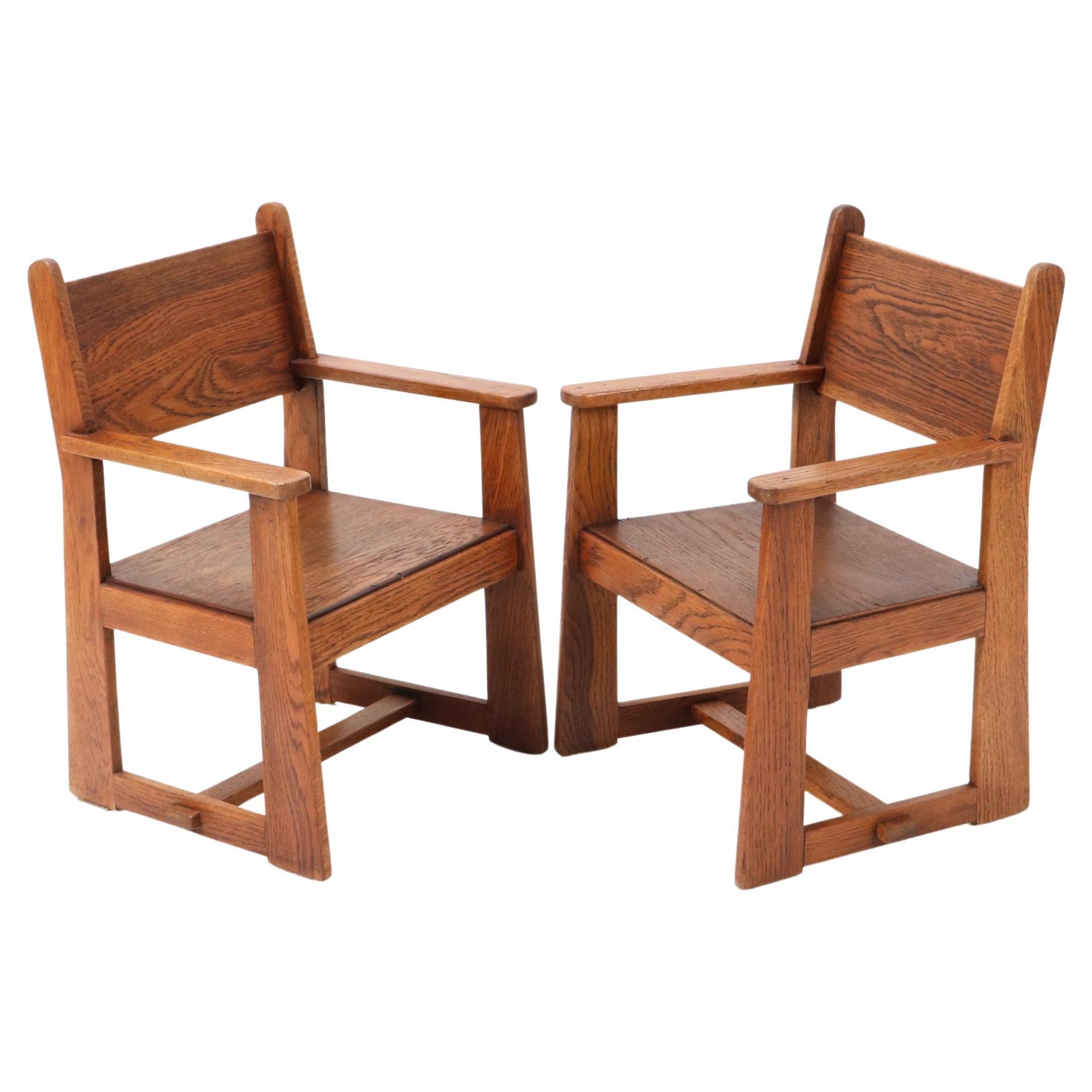 Two Art Deco Modernist Children's Armchairs by Jan Wils for Eik en Linden, 1918 For Sale