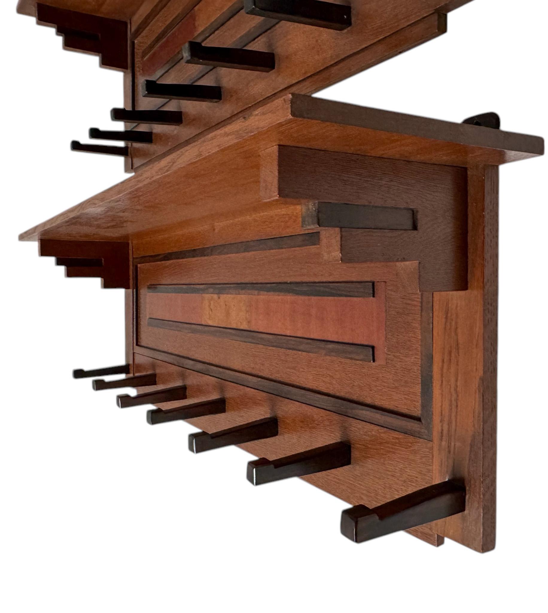 Two Art Deco Modernist Coat Racks by P.E.L. Izeren for De Genneper Molen (Makassar) im Angebot