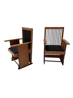 Two Art Deco Modernist High Back Armchairs by Architect Caspers, 1920s