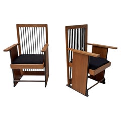 Two Art Deco Modernist High Back Armchairs by Architect Caspers, 1920s