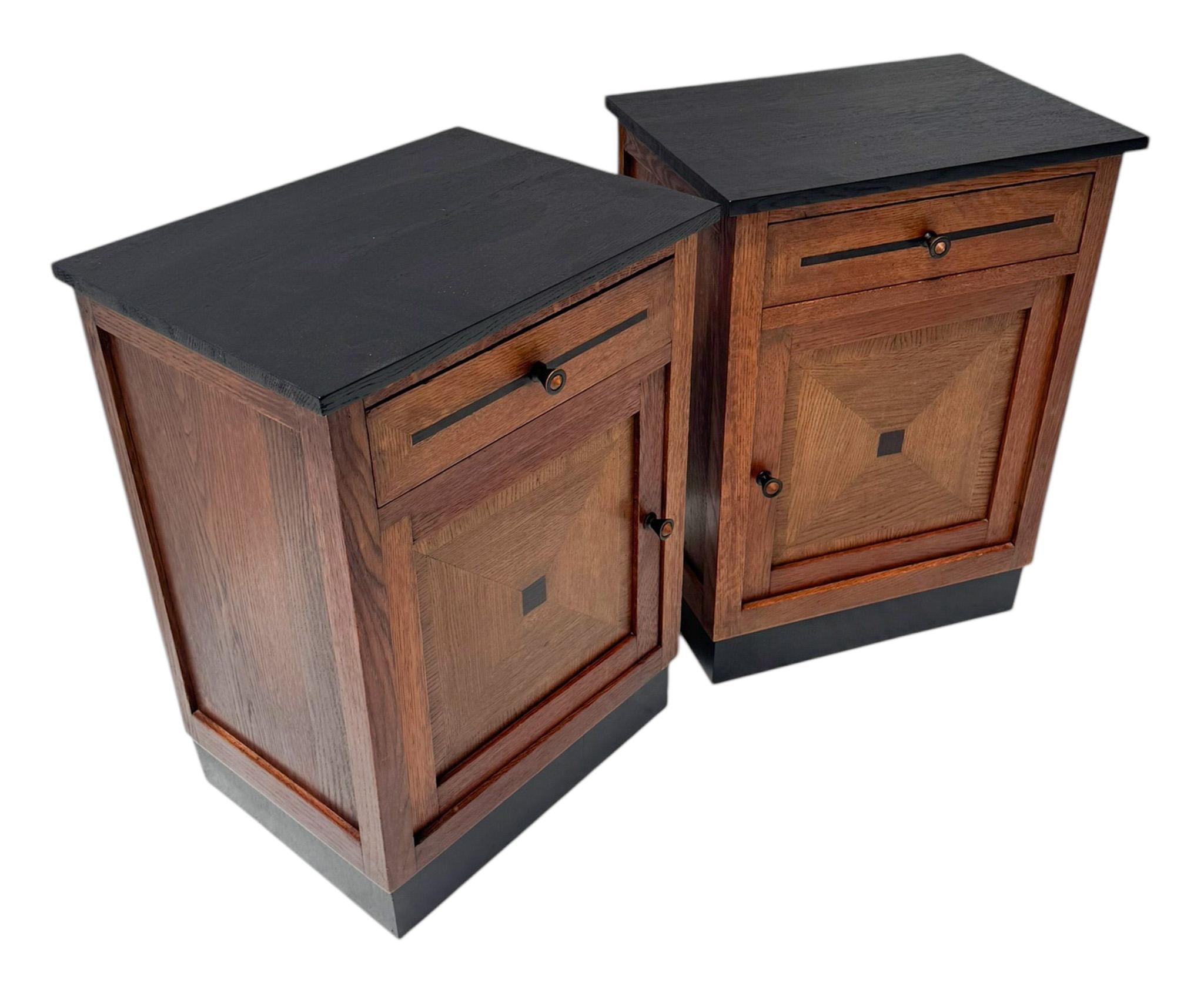 Dutch Two Art Deco Modernist Nightstands or Bedside Tables, 1920s For Sale
