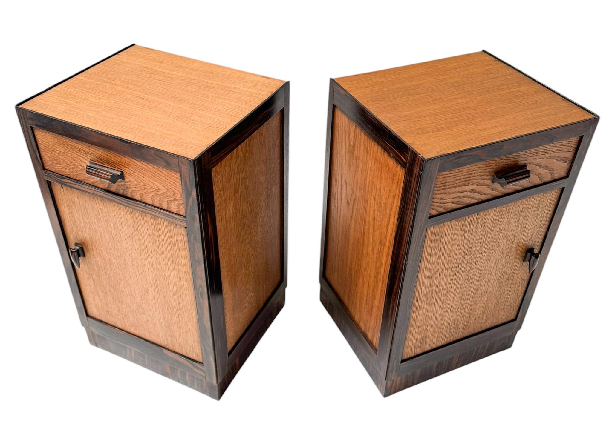 Early 20th Century Two Art Deco Modernist Nightstands or Bedside Tables, 1920s For Sale