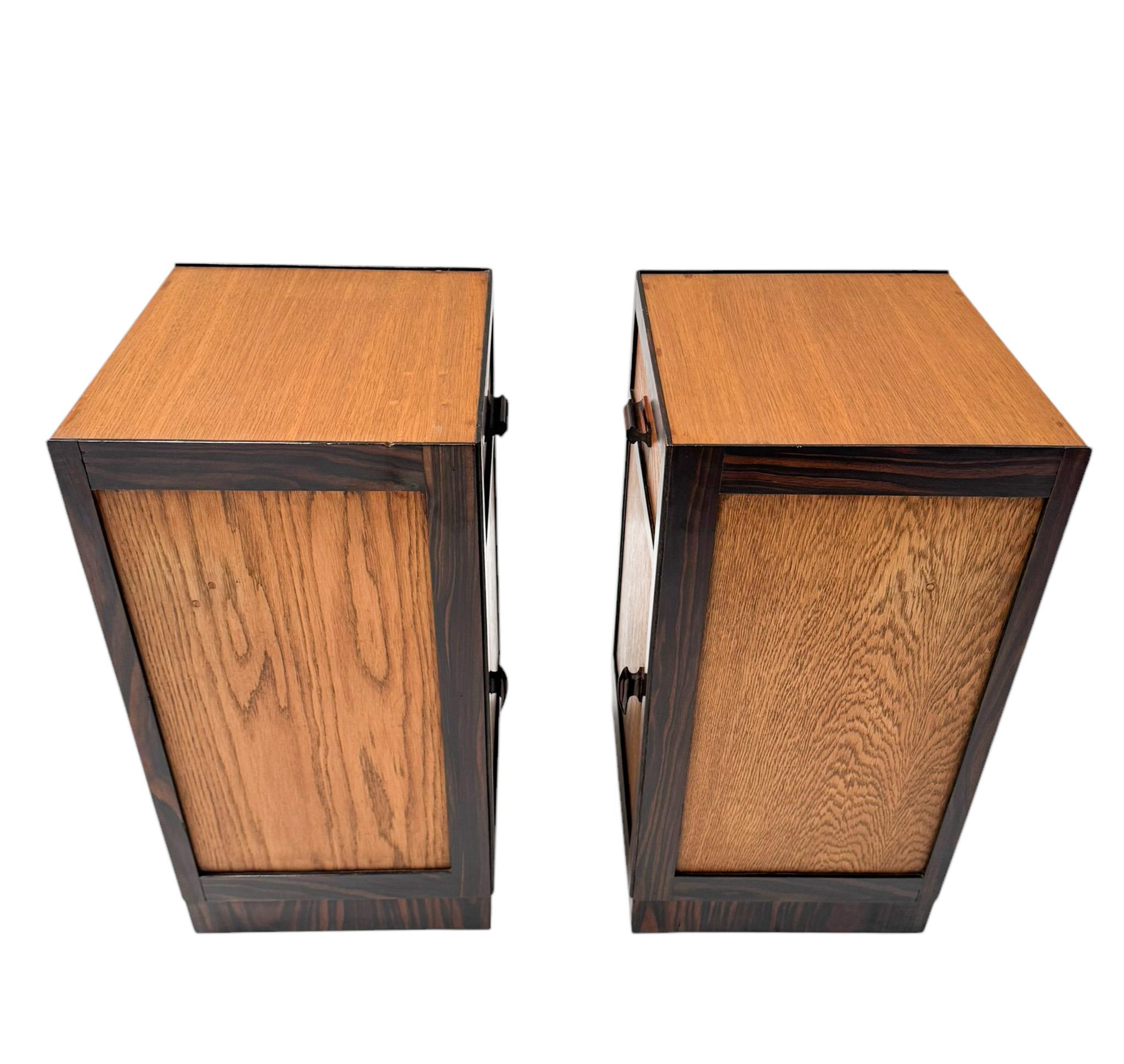Macassar Two Art Deco Modernist Nightstands or Bedside Tables, 1920s For Sale