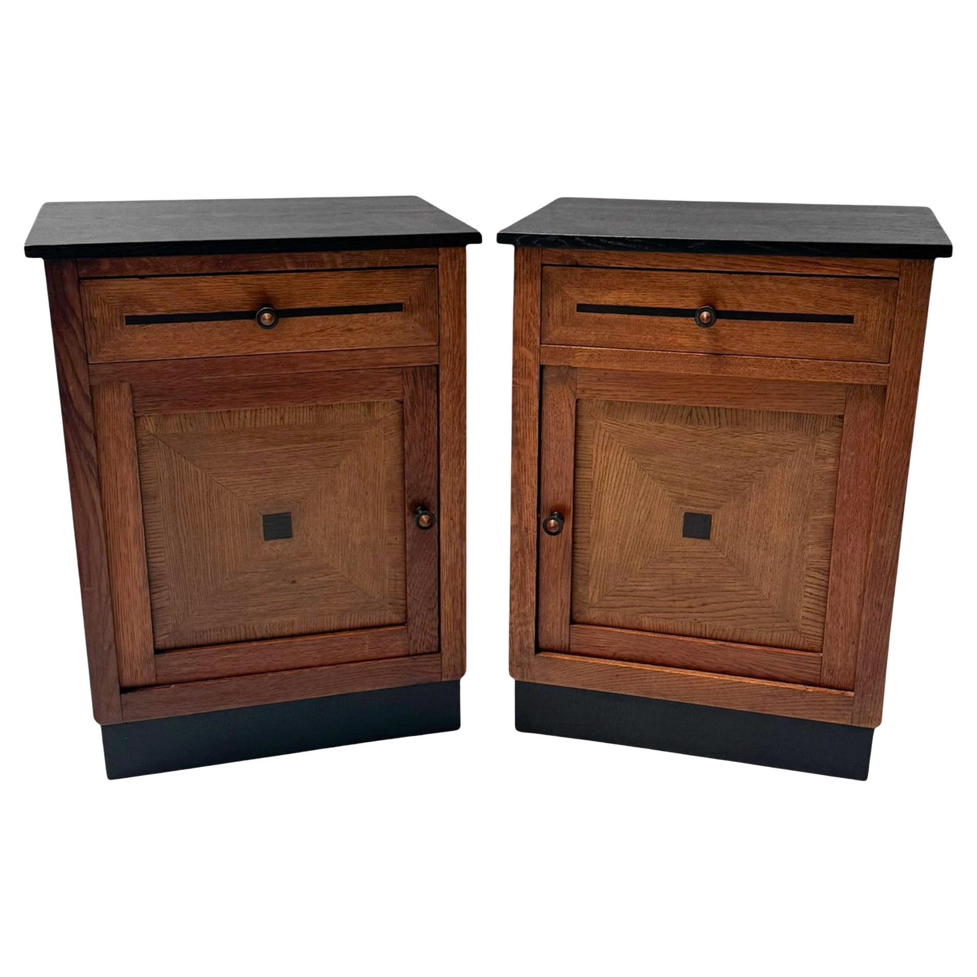 Two Art Deco Modernist Nightstands or Bedside Tables, 1920s For Sale