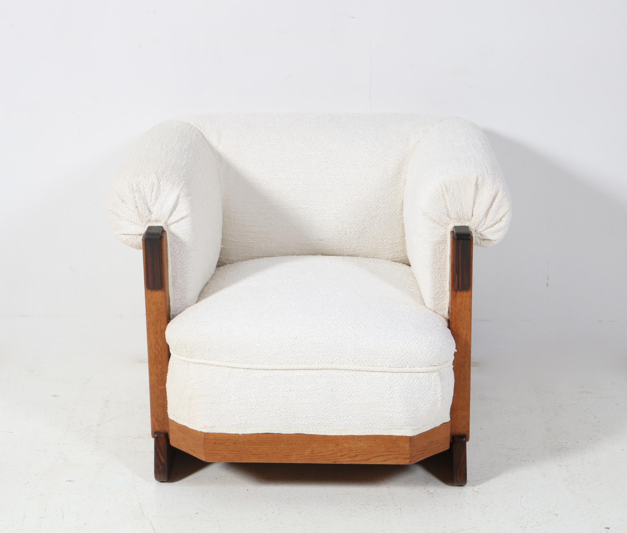 Two Art Deco Modernist Oak Lounge Chairs in Bouclé by Anton Lucas Leiden, 1920s For Sale 5