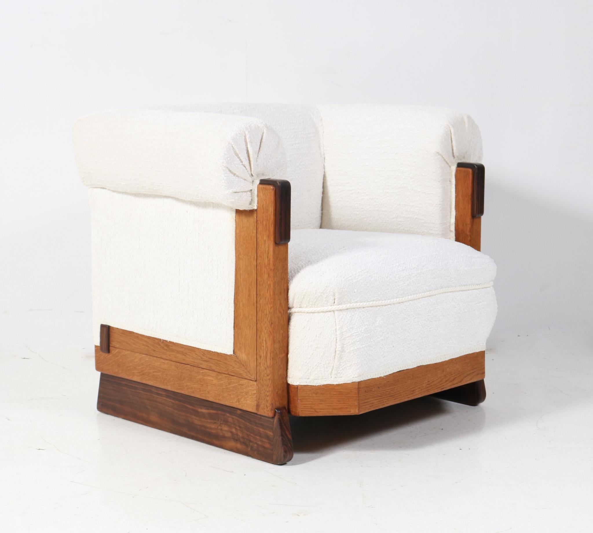 Two Art Deco Modernist Oak Lounge Chairs in Bouclé by Anton Lucas Leiden, 1920s For Sale 6