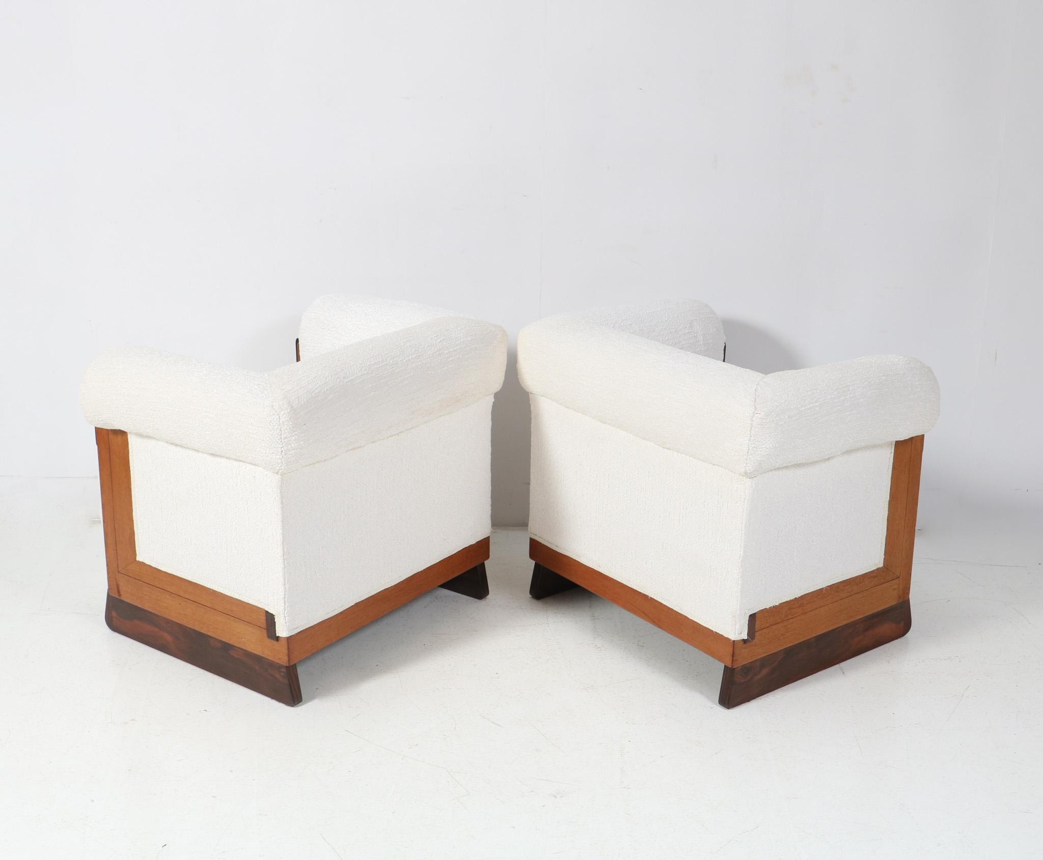 Two Art Deco Modernist Oak Lounge Chairs in Bouclé by Anton Lucas Leiden, 1920s For Sale 3