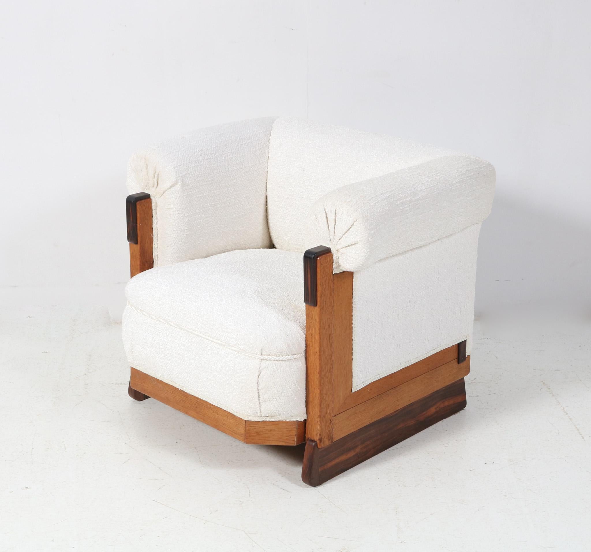 Two Art Deco Modernist Oak Lounge Chairs in Bouclé by Anton Lucas Leiden, 1920s For Sale 4
