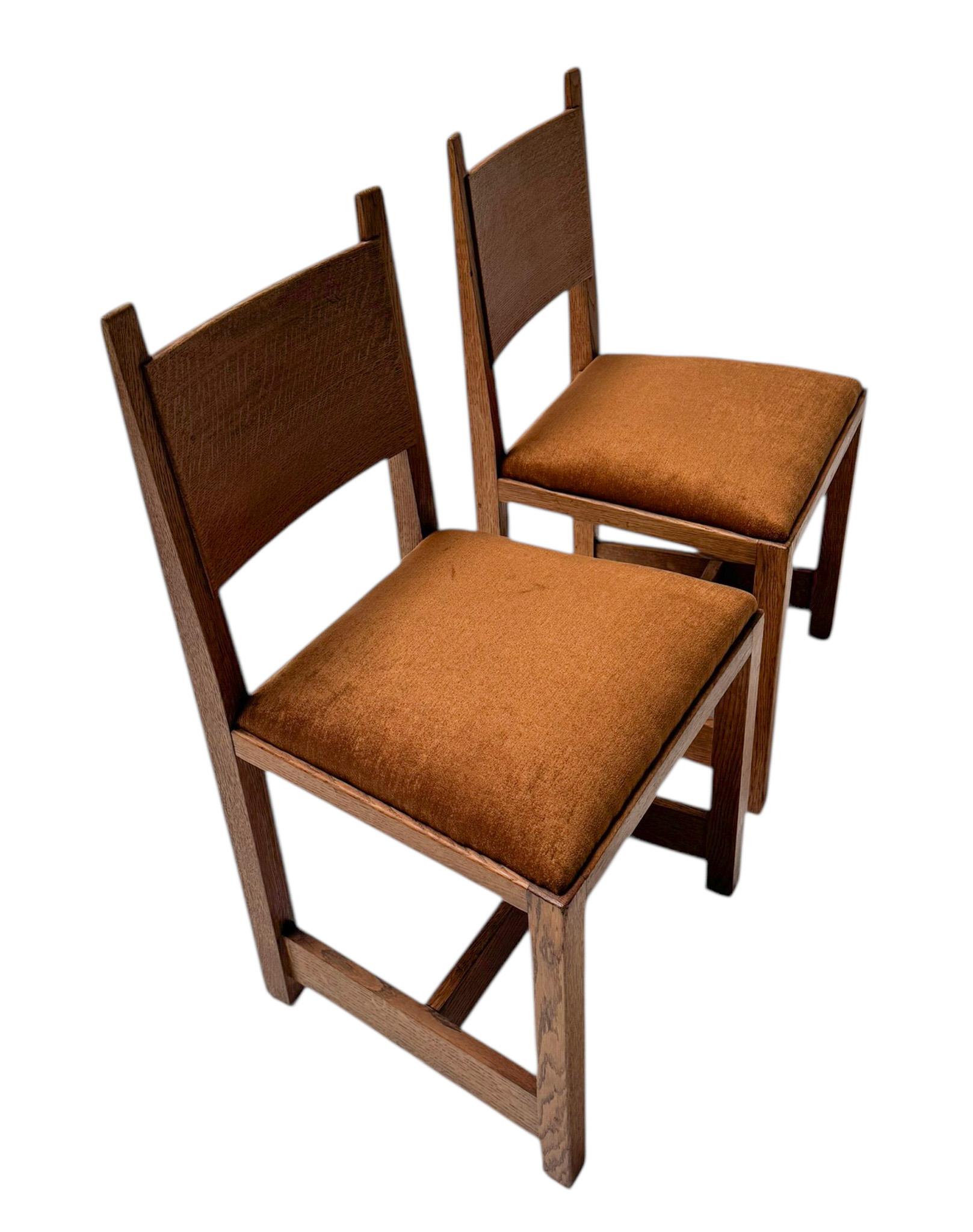 Zwei modernistische Beistellstühle im Art déco-Stil von Hendrik Wouda für Pander, 1924 (Stoff) im Angebot