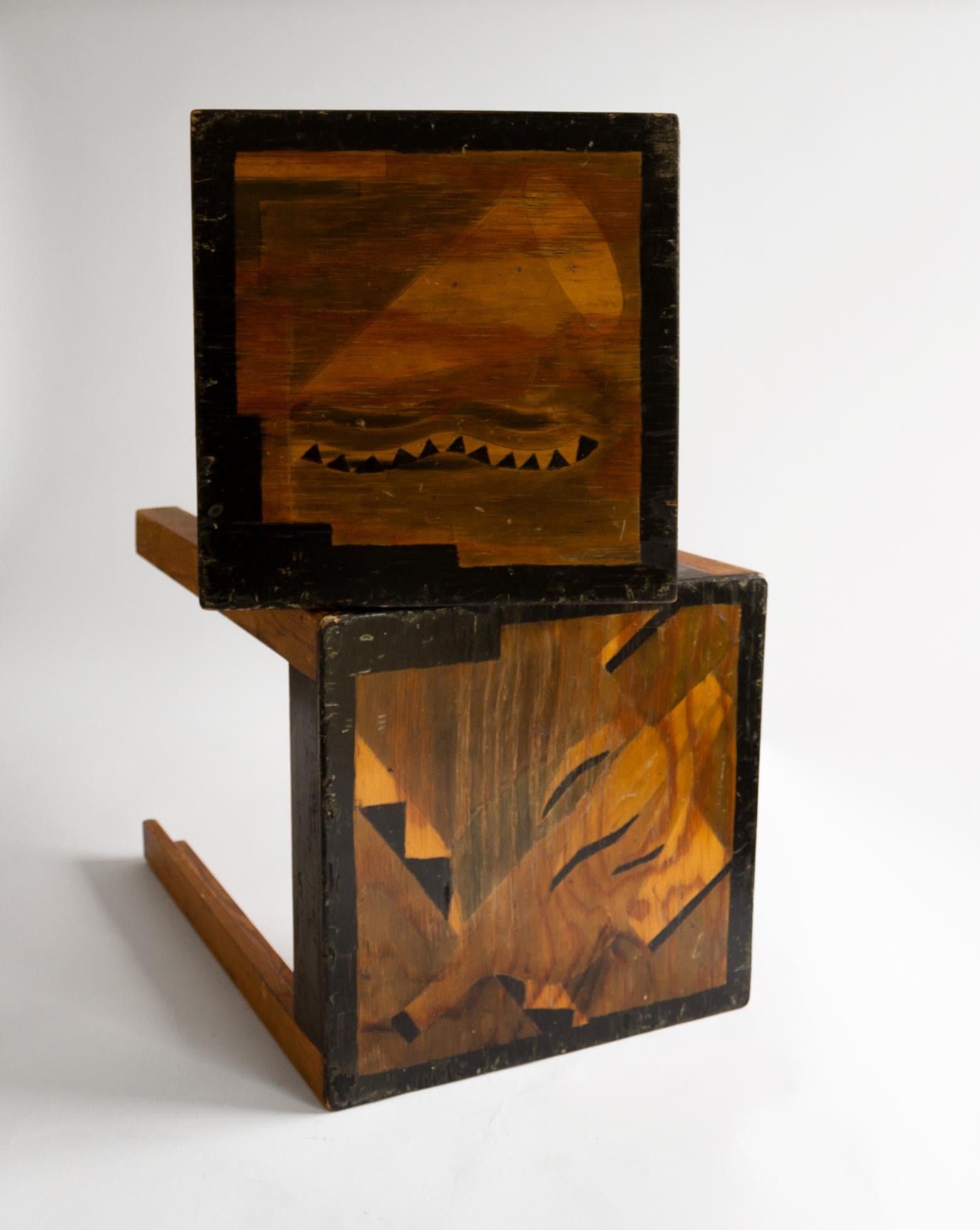 Two Art Deco Nesting Tables Made of Unknown Swedish Artist in 1930s-1940s In Fair Condition For Sale In Stockholm, SE