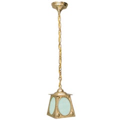 Two Art Deco Pendants with Original Opaline Glasses, circa 1920s