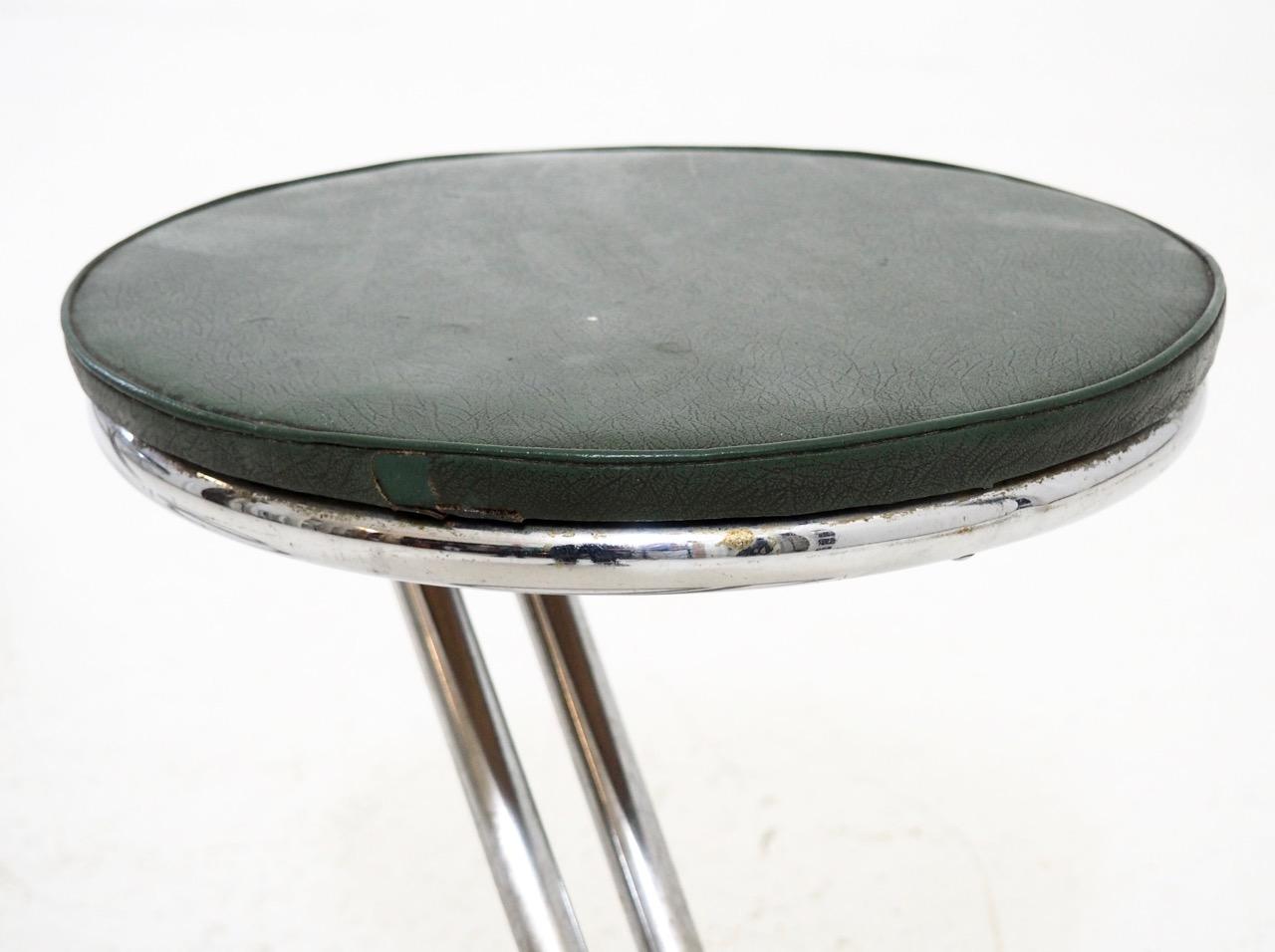 Mid-Century Modern Two Art Deco Piano Stools, in Chrome Steel, Original Seating, 1960s For Sale