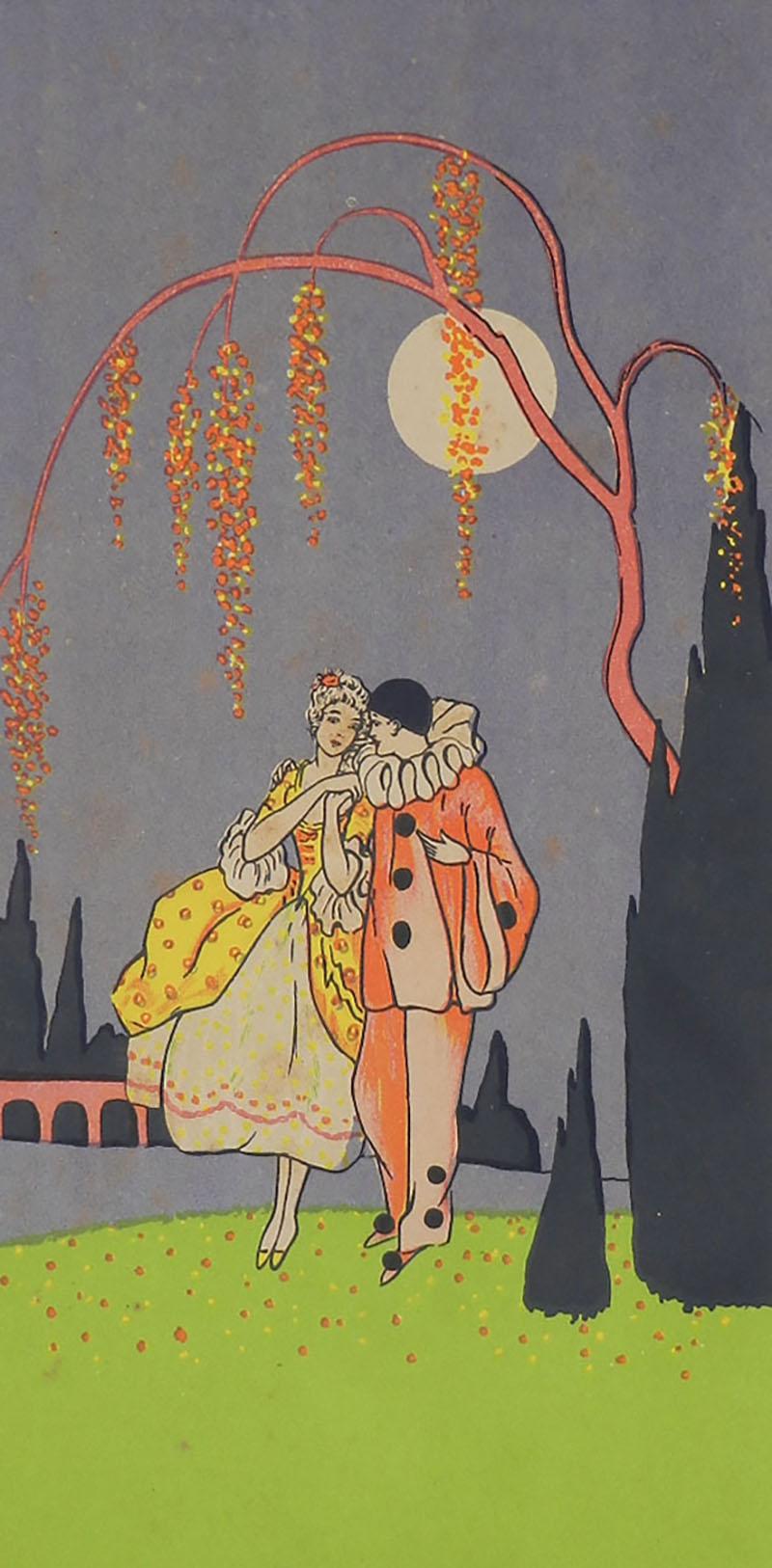 Pair of French Decorative Art Deco Drucke von Pierrot und Colombine ca. 1930 preislich einzeln verkaufen jede separat bitte angeben, welche Sie erhalten möchten
In ihren Originalrahmen
Tatsächliche Bilder messen 37cm 14.56ins hoch 18.5cms 7.28ins