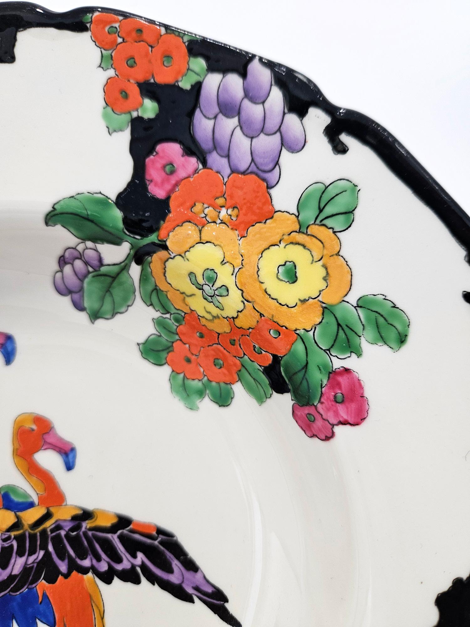 Deux assiettes à flamants roses Art déco Royal Doulton Mandarin Ware, Robert Allen, c.C. 1920 en vente 6