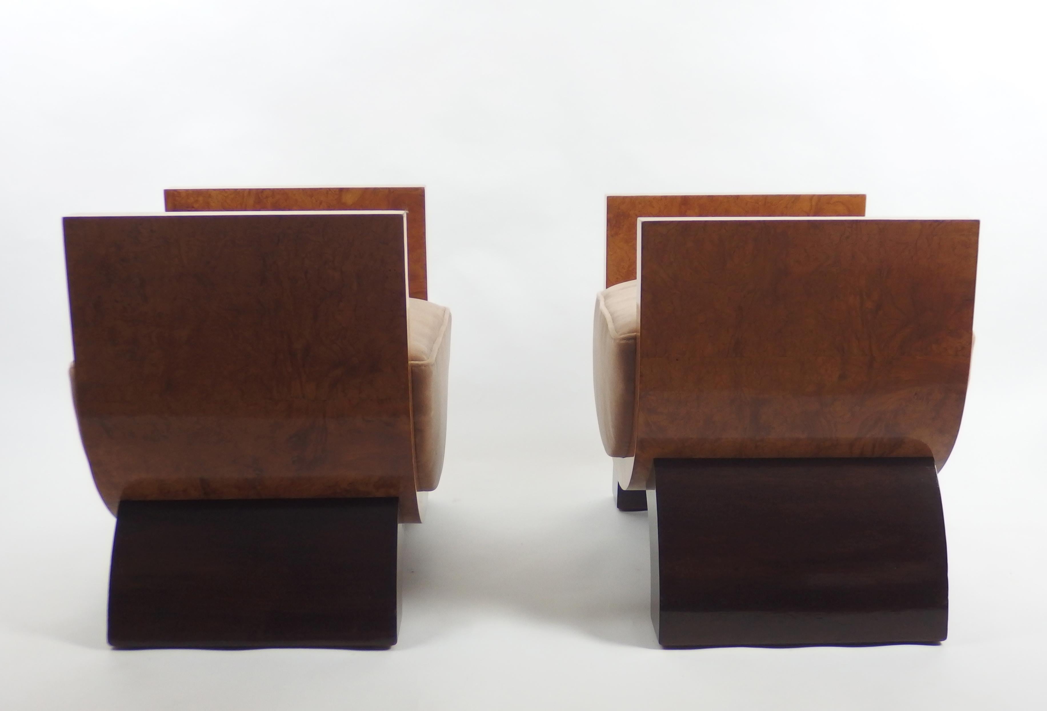 French Two Art Deco Stools in the Style of Gabriel Englinger For Sale