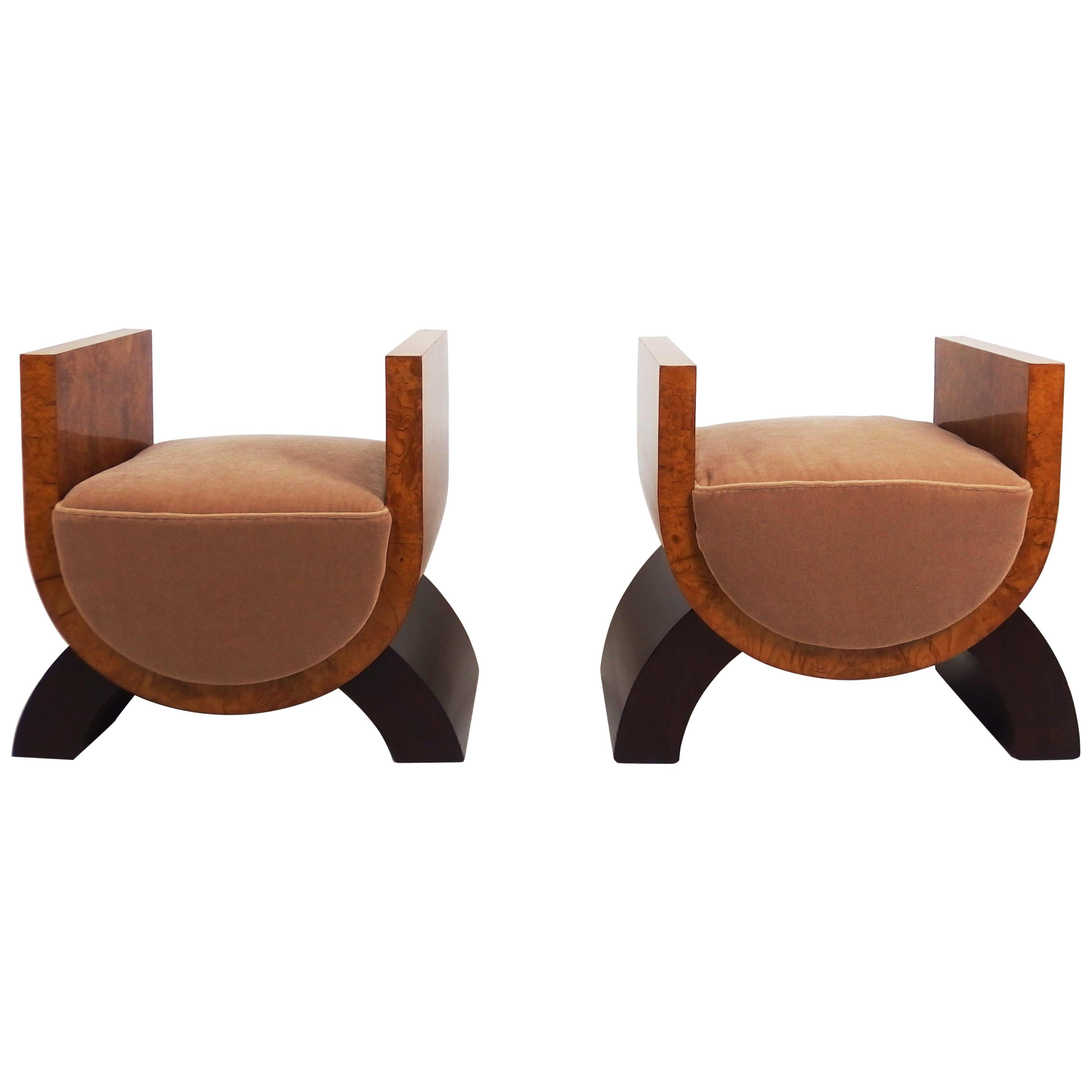 Two Art Deco Stools in the Style of Gabriel Englinger For Sale