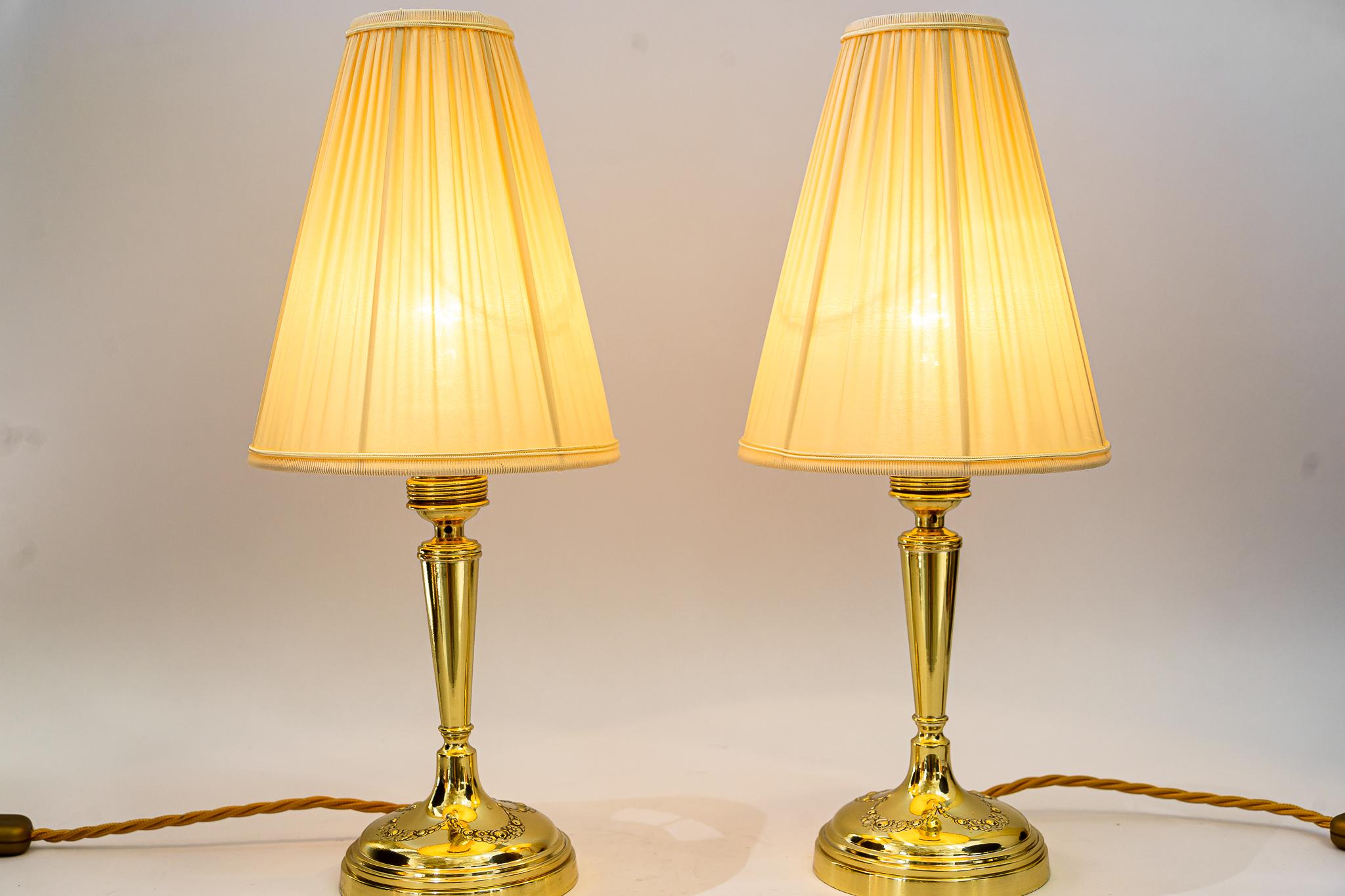 Brass Two Art Deco Table Lamp, Vienna, Around 1920s For Sale