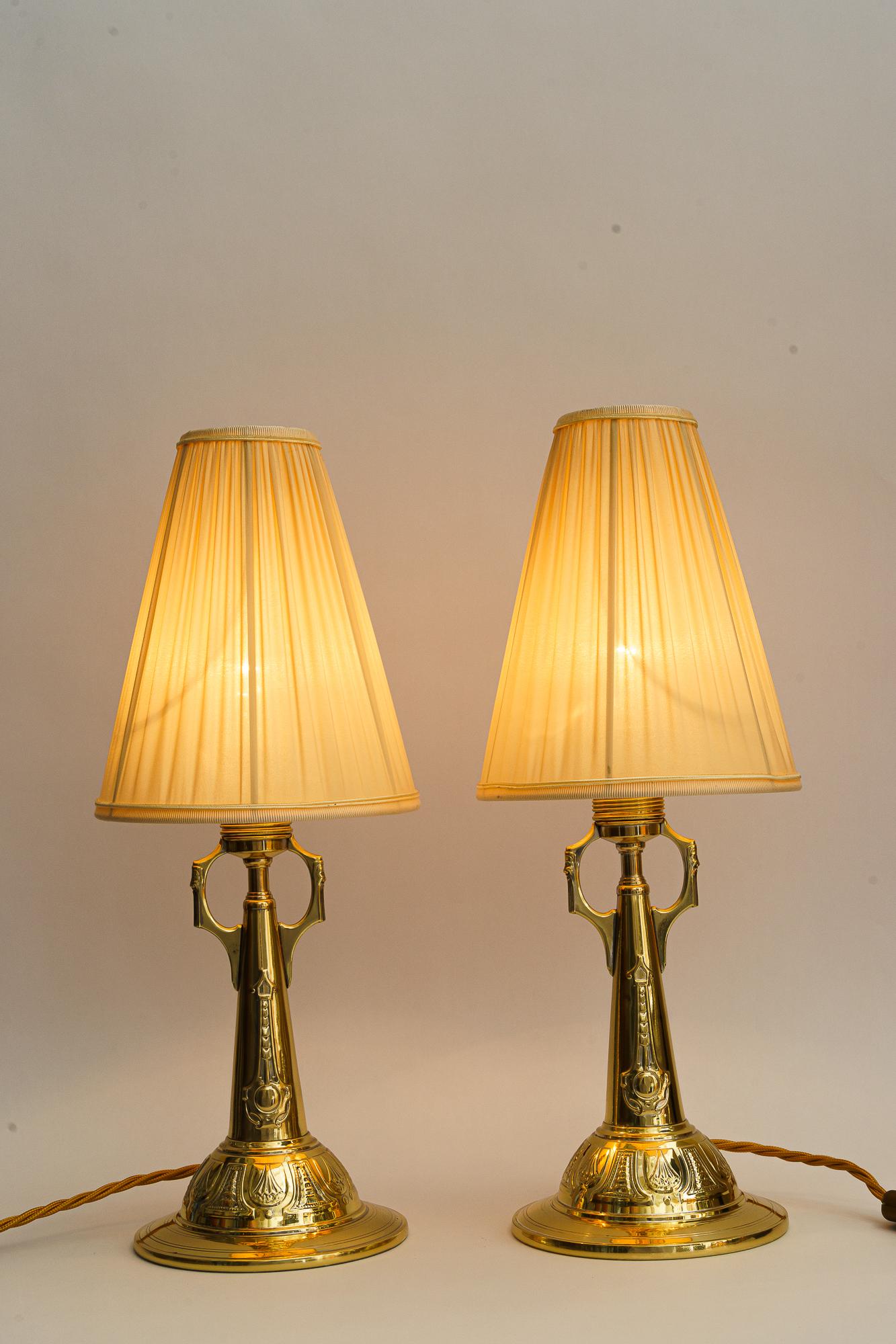 Two Art Deco Table lamp with fabric shades vienna around 1920s In Good Condition For Sale In Wien, AT