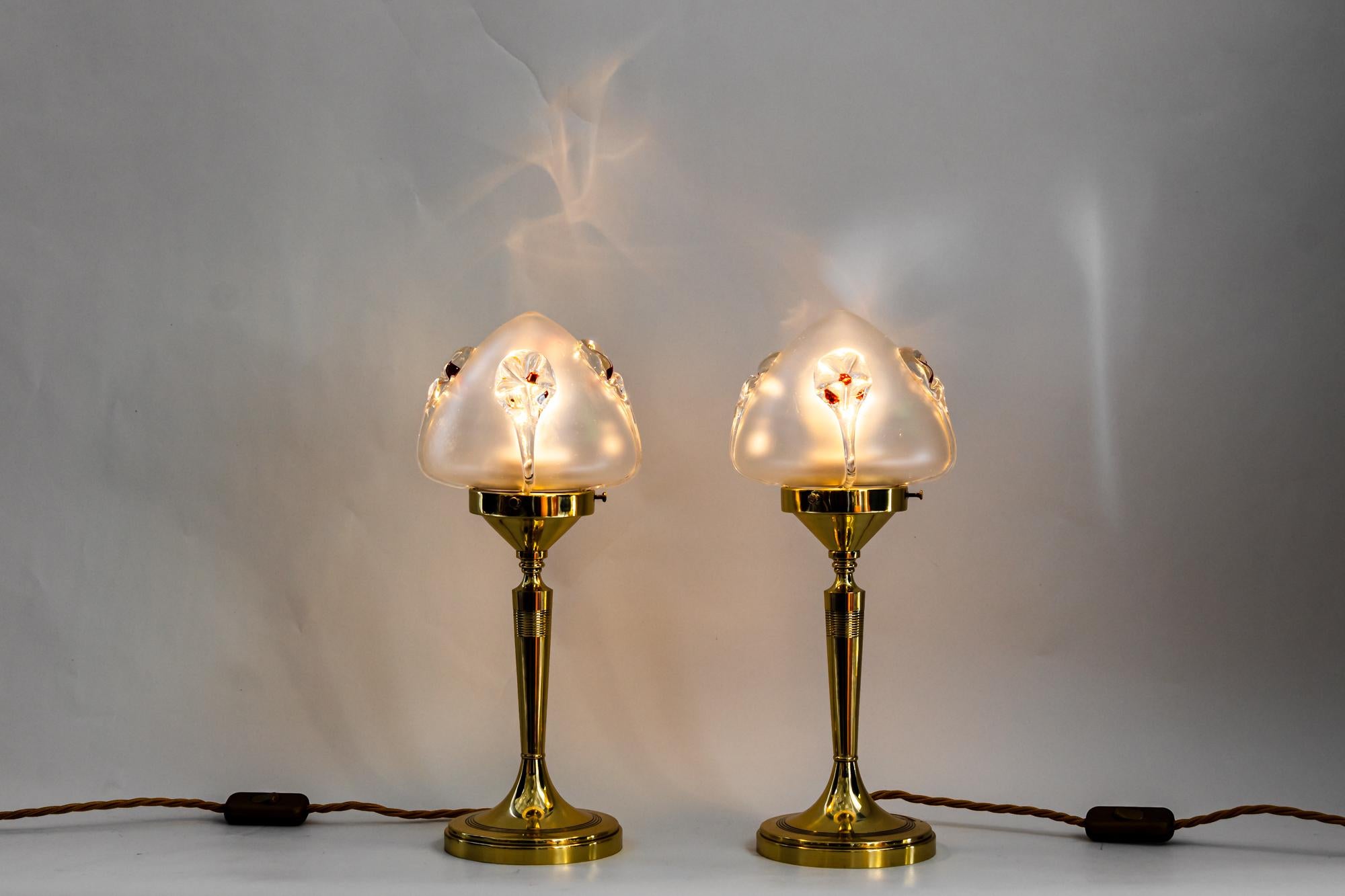 Brass Two Art Deco Table Lamps Vienna Around 1920s