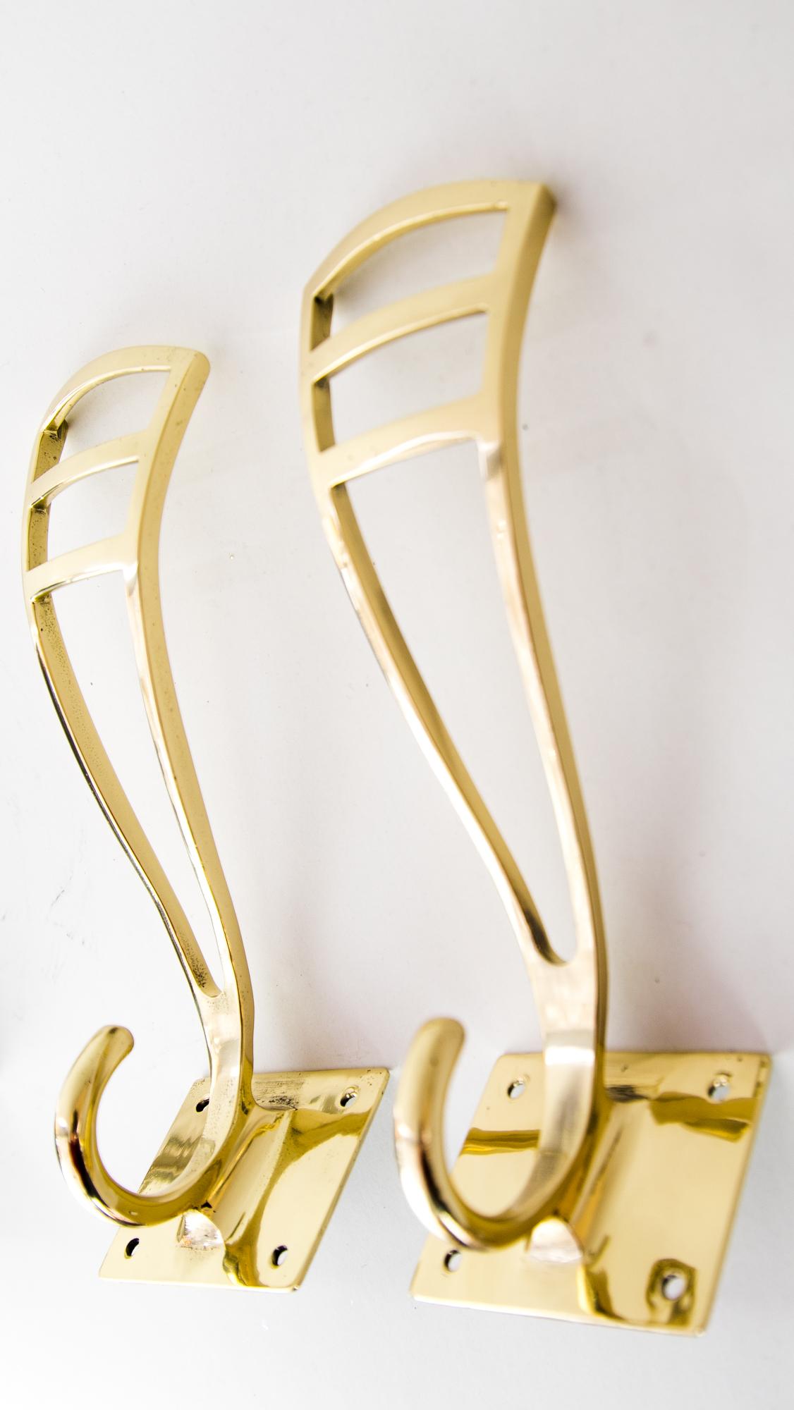 Lacquered Two Art Deco Wall Hooks Nickel-Plated, Vienna, circa 1920s