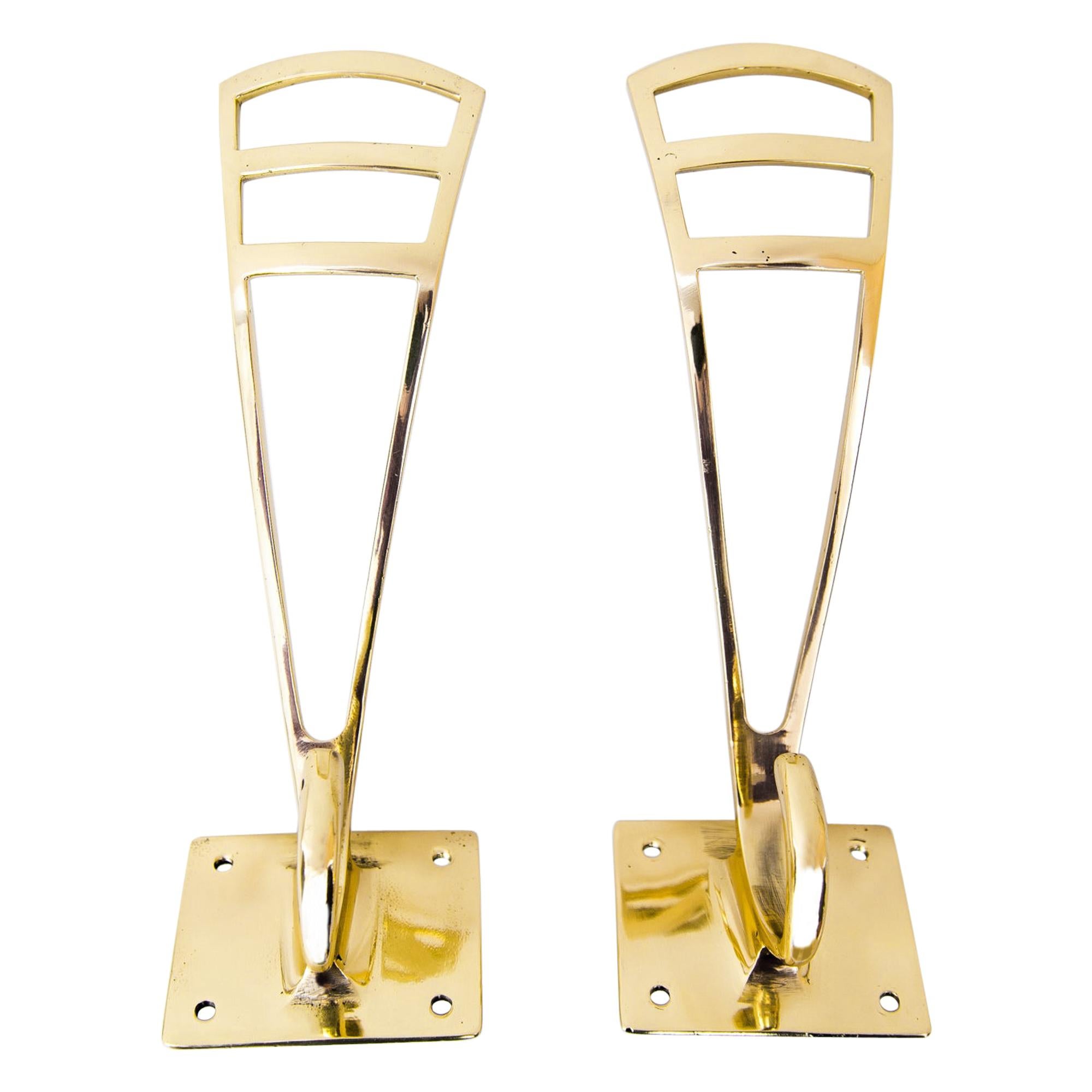 Two Art Deco Brass Wall Hooks at 1stDibs