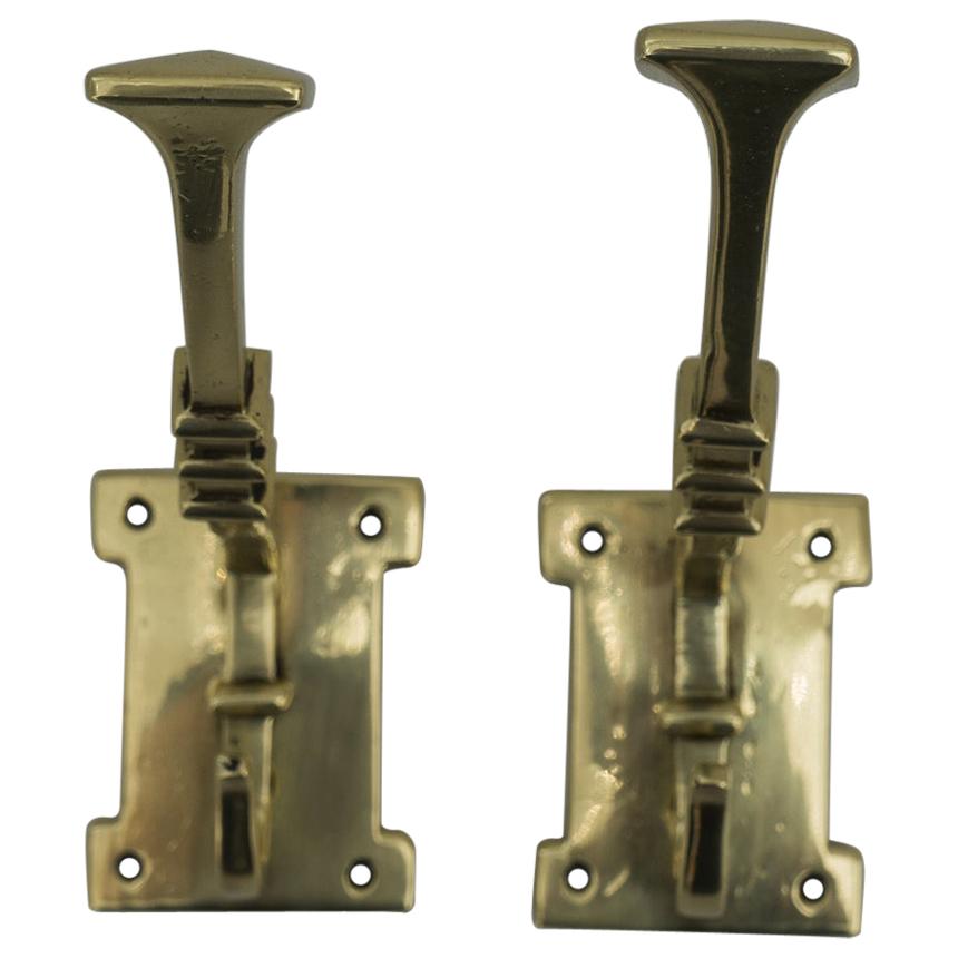 Two Art Deco Brass Wall Hooks at 1stDibs