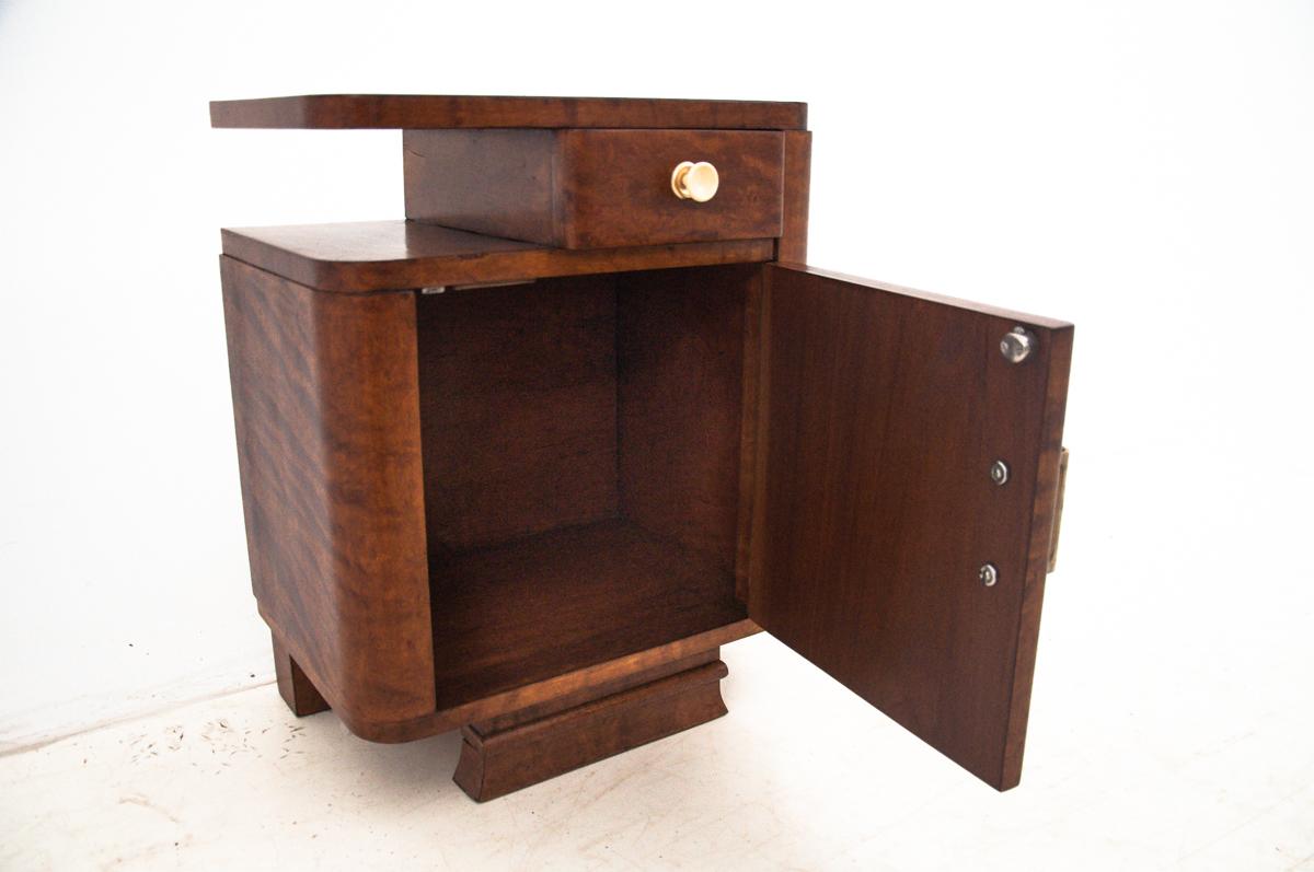 Two Art Deco Walnut Nightstands After Renovation, circa 1940 1