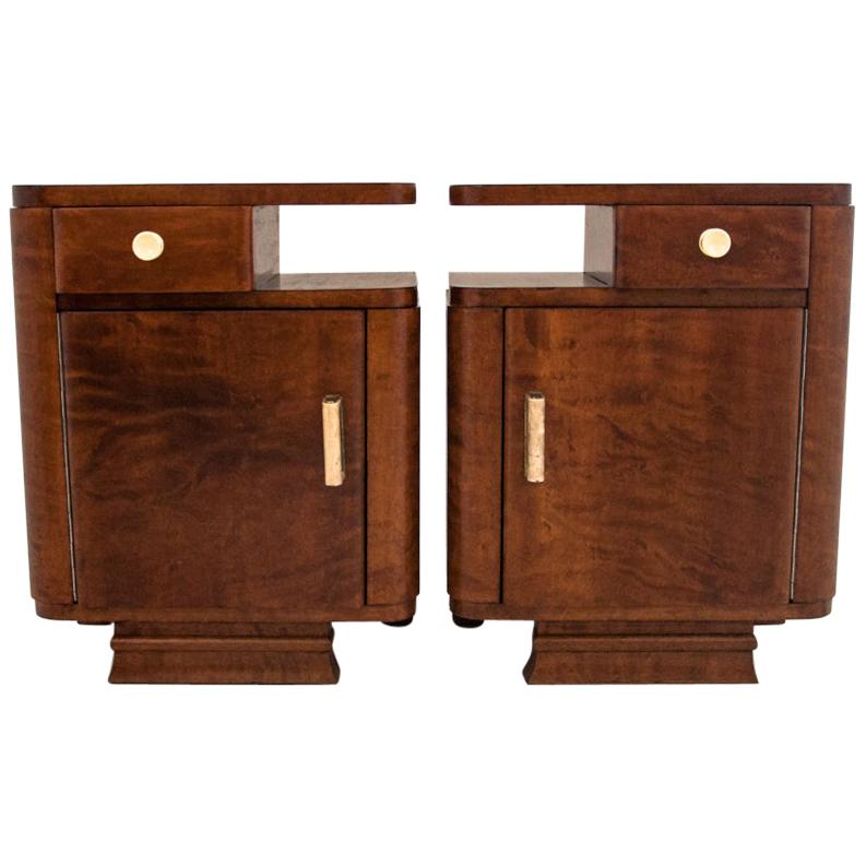 Two Art Deco Walnut Nightstands After Renovation, circa 1940