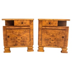 Two Art Deco Walnut Nightstands After Renovation, circa 1950