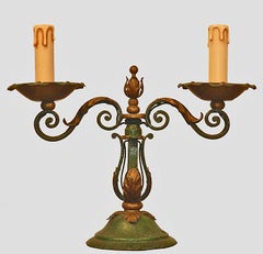 two Art Deco Wrought Iron Table Lamps, circa 1940