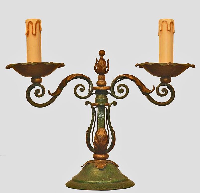 Deux lampes de table en fer forgé Art déco, vers 1940 Bon état - En vente à Mouscron, WHT