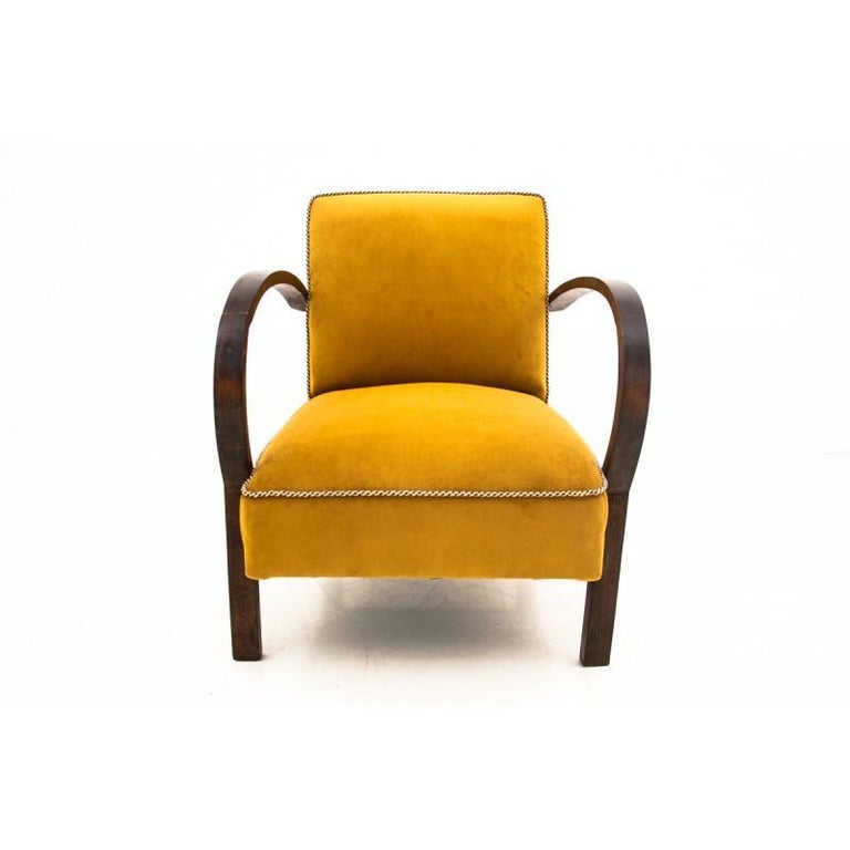 Two Art Deco Yellow Armchairs For Sale at 1stdibs