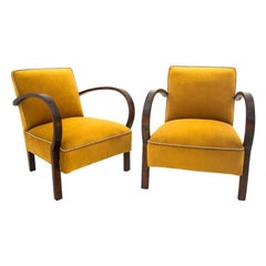 Two Art Deco Yellow Armchairs