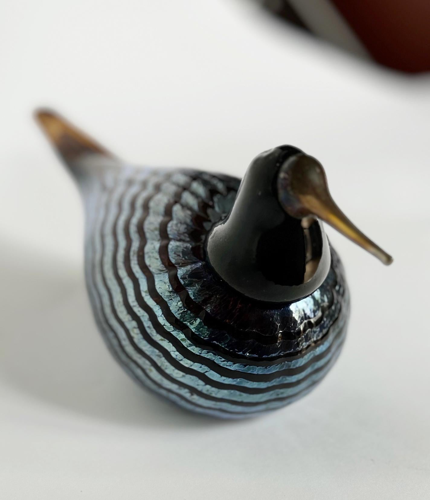 Hand-Crafted Two Art Glass Bird Sculptures by Oiva Toikka made for Iittala. For Sale
