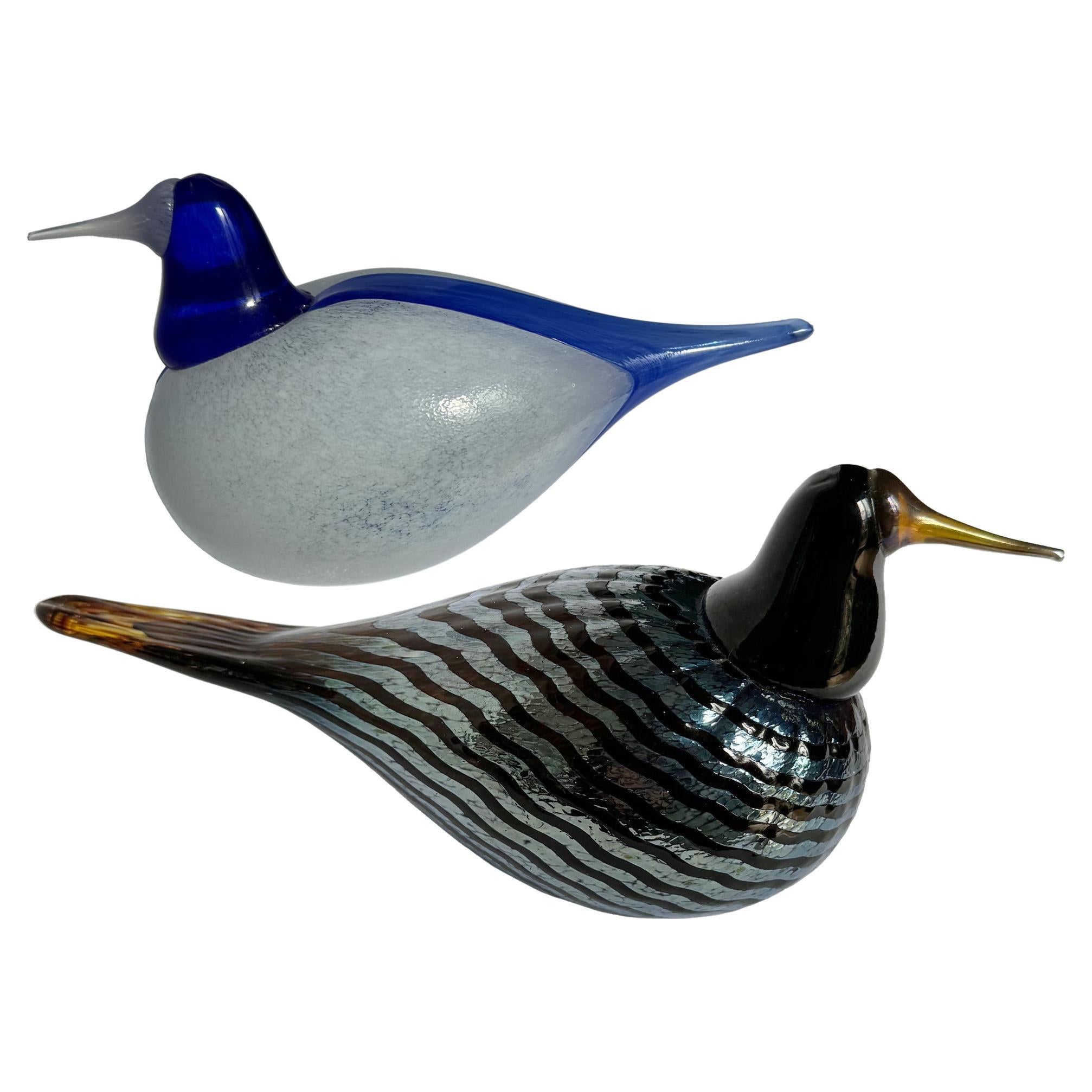 Two Art Glass Bird Sculptures by Oiva Toikka made for Iittala. For Sale