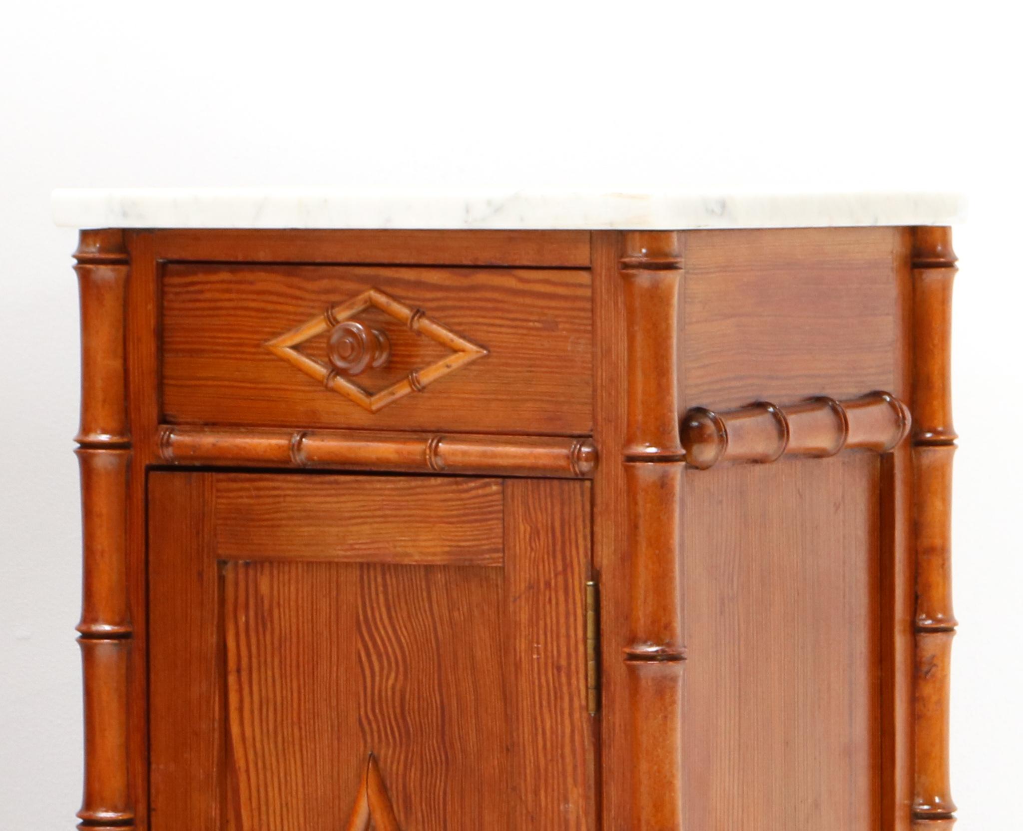 Two Art Nouveau Faux Bamboo Nightstands or Bedside Tables, 1900s 6