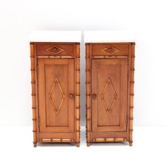 Two Art Nouveau Faux Bamboo Nightstands or Bedside Tables, 1900s