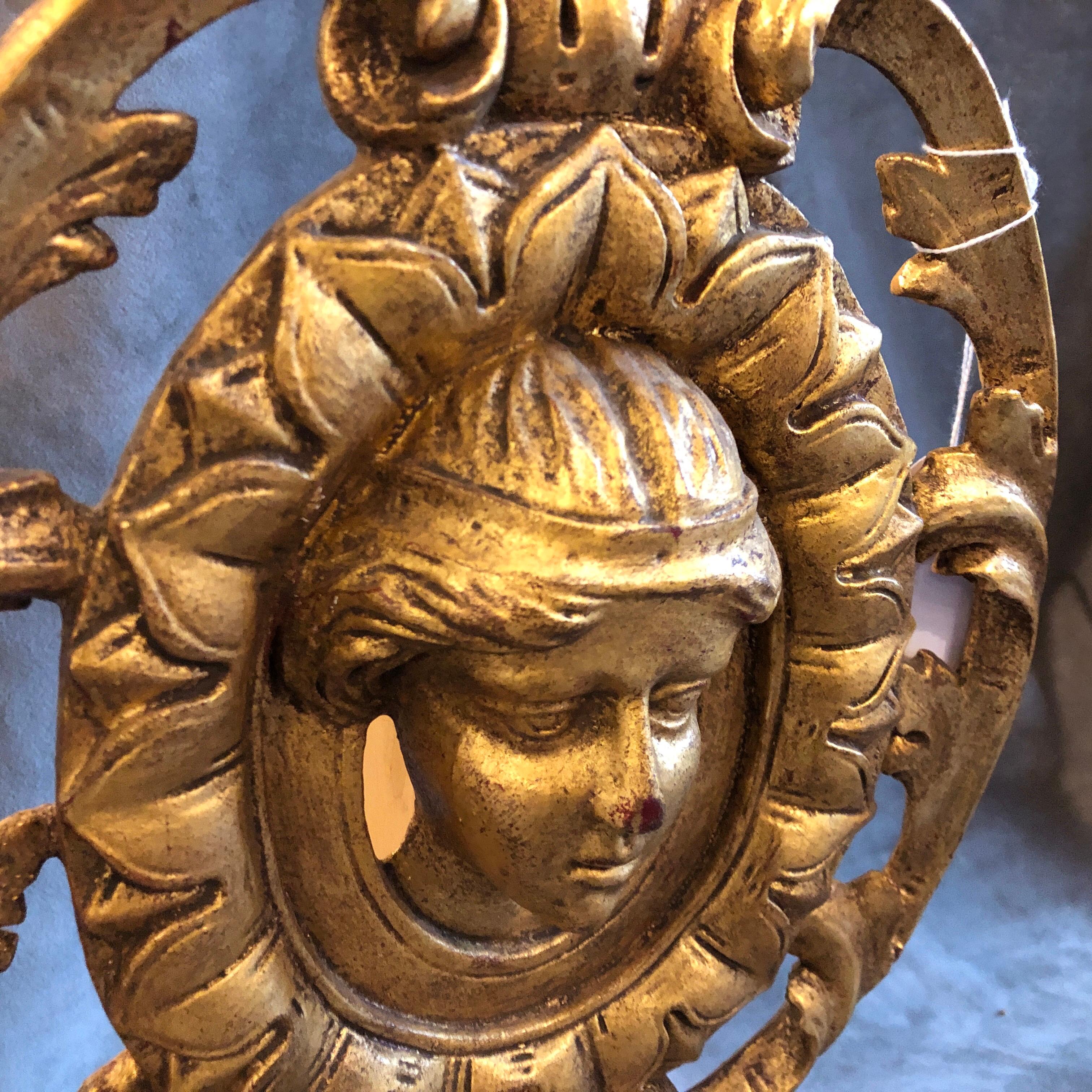 20th Century 1900 Two Art Nouveau Gilded Wooden Italian Fragments