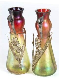 Two Art Nouveau Iridescent Vases from Rindskopf Josef