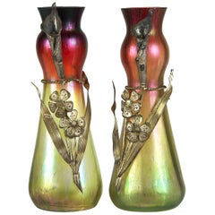 Two Art Nouveau Iridescent Vases from Rindskopf Josef