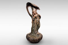 Two Art Nouveau Maiden Vases in Plaster