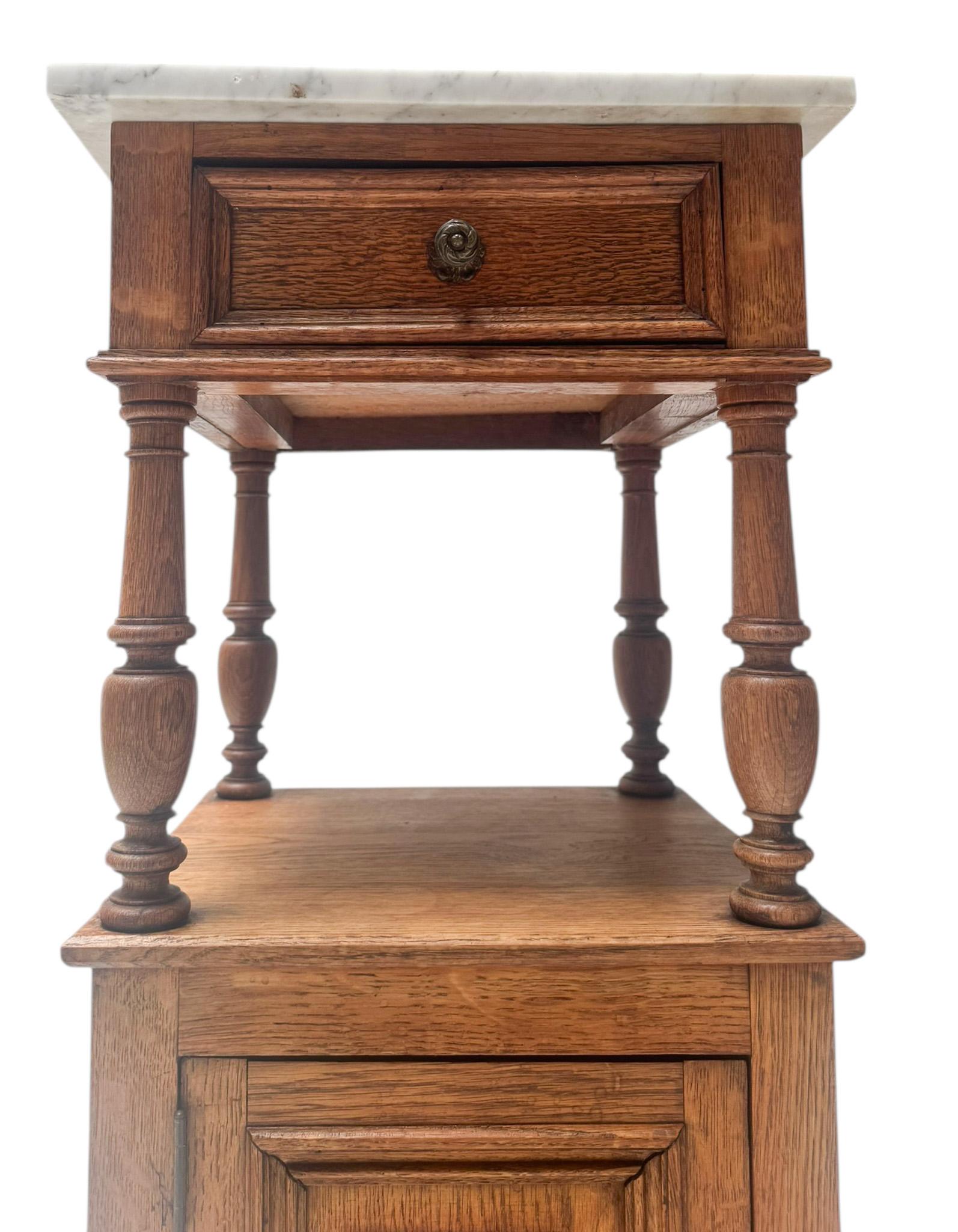 Two Art Nouveau Nightstands or Bedside Tables with Marble Tops, 1900s For Sale 7